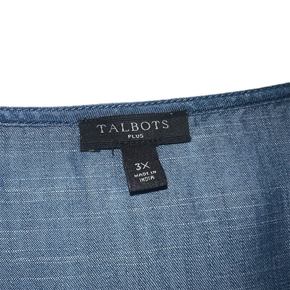 TALBOTS Plus Denim Tencel Sleeveless Top Sz 3X Tie-Front V-Neck GUC Casual - Picture 5 of 6